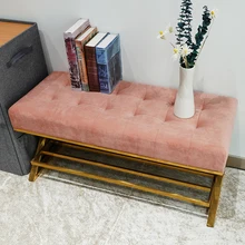 Wholesale Shoe Racks Velvet Change Shoe Bench Stool Sofa Bench Storage Stool Bed End Stool Iron Art Simple for Rest