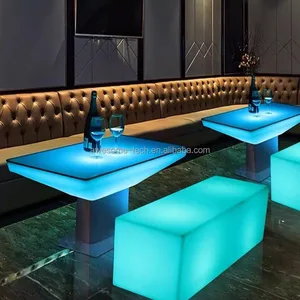 LED Outdoor Plastic Rechargeable Portable Colorful Luminous Coffee Table for Living Room Wedding Show Park Party