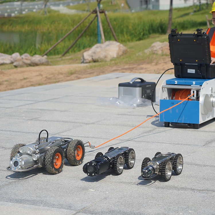 Factory Direct Sale Electric Lifting 60m CCTV Culvert Sewer Pipe Inspection Crawler Robot Camera Price