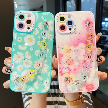 Handmade Butterfly Phone Straps Fashion Beads Mobile Phone Lanyard Wrist Strap Floral Chain Accessories for Phone Decor