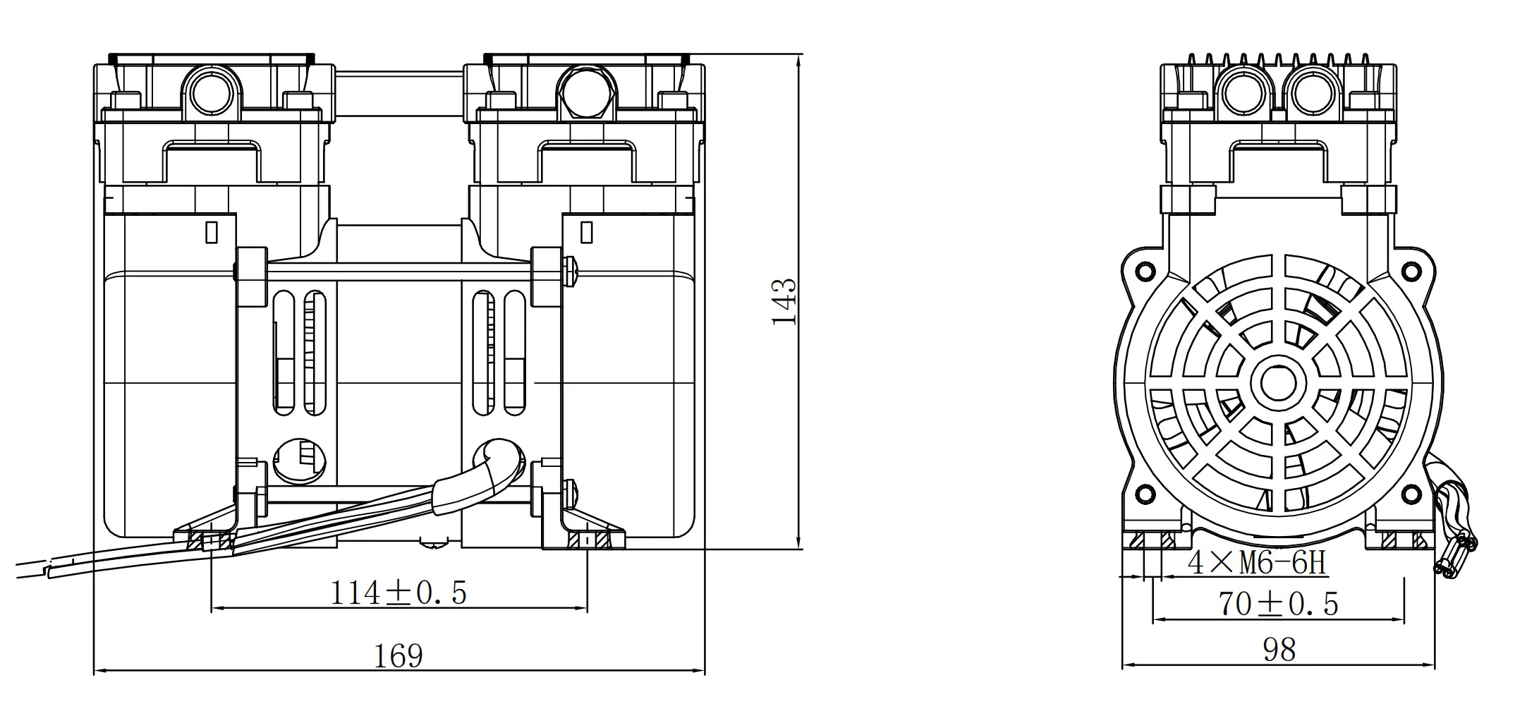 Portable Mini 8bar Compressor Vacuum Pump Dc12v Oil Free Air Compressor