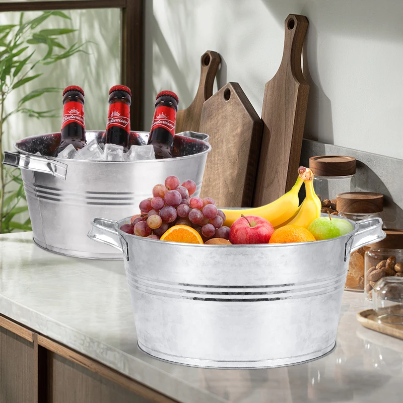 Stainless Steel Ice Storage Container Camp Storage Bucket Large Sizes Custom Made Hotel Handle Ice Bucket