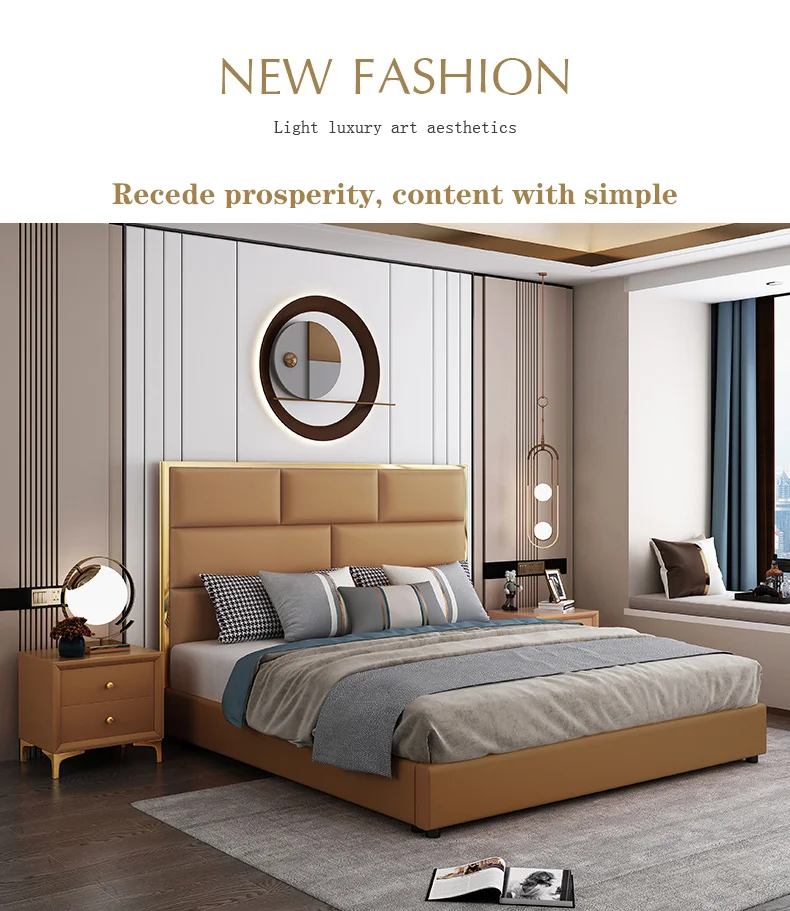 Modern Home Furniture Bedroom Set Modern Double Bed Black Leather