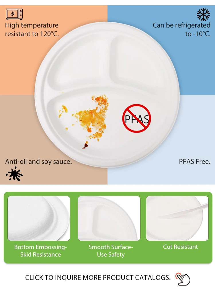 Eco-friendly CLAF.BGAS Wholesales 9 Inch Compostable Plates