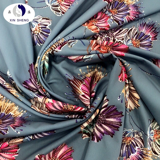 Poly 4 Way Stretch Supersoft Gold Foil Printing Fabric