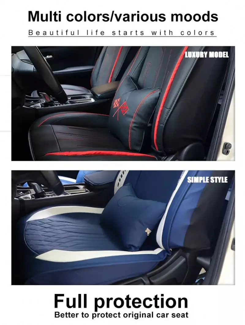 Универсальные аксессуары для интерьера автомобиля, роскошный эластичный Износостойкий чехол из искусственной кожи премиум-класса для автомобильного сиденья с подушками на подголовник