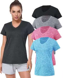 Women's Plus Size Crewneck Short Sleeve Fitness T-Shirt Casual Explosion Design Clear Color for Gym & Running Sports
