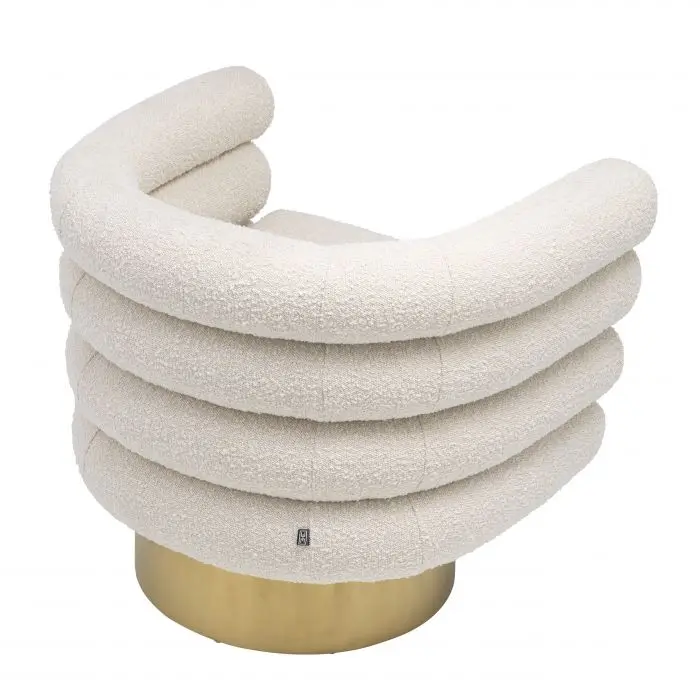 2022 Hot Sales Living Room Furniture Faux Fur Lounge Chair Gold Stainless Steel Swivel Accent Chair for Home Hotel