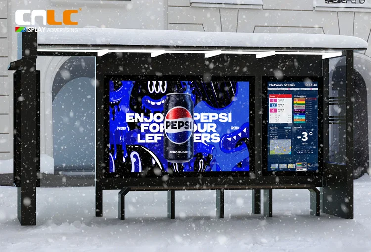 Powered Bus Stop Shelter Outdoor LCD Advertising Screen Display for ...