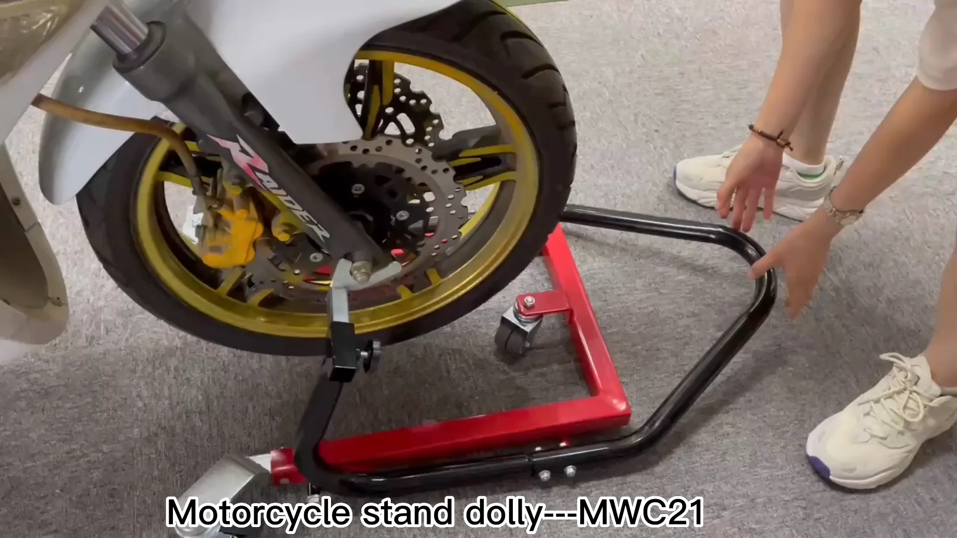 Motorcycle Front/ Rear Wheel Swingarm Paddle Lift Stand Dolly