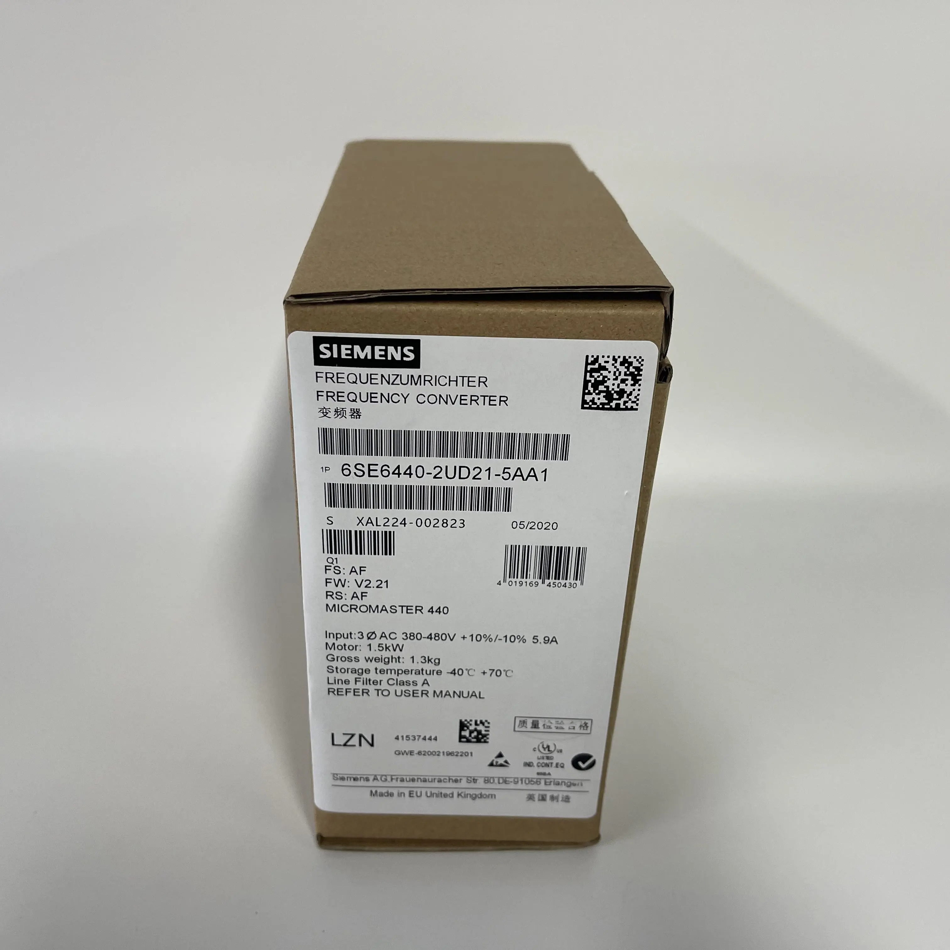 Siemens Frequency Converter Micromaster 440 6SE6440-2UD21-5AA1 Siemens Frequency Converter Micromaster 440 6SE6440-2UD21-5AA1