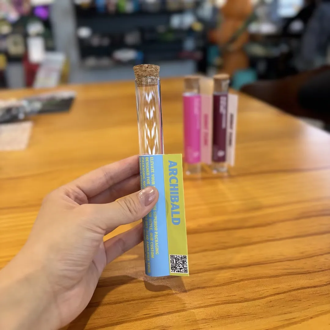 Personalized Clear Test Tube Packaging Flat Bottom Glass Tubes Glass Pre Roll Packaging 116mm Cylinder Cigar Tube With Wood Cork