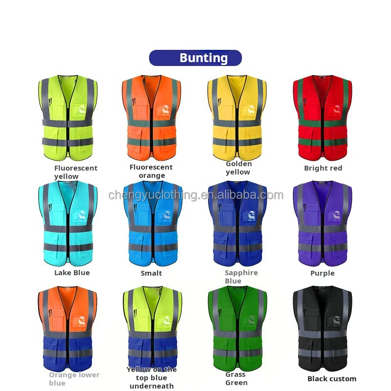 Hi Vis Custom Breathable Multi-pocket Safty Jackets Safety Vest with Reflective Strip for Constructi