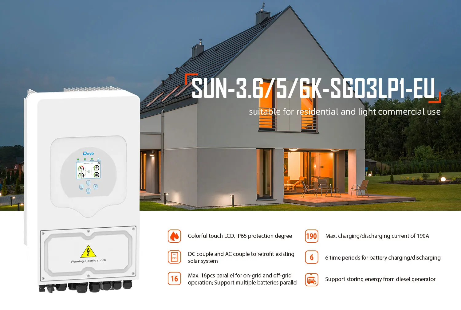 Deye Solar Inverter Hybrid 48v Built-in Dual MPPT Controller 120a 5kva ...