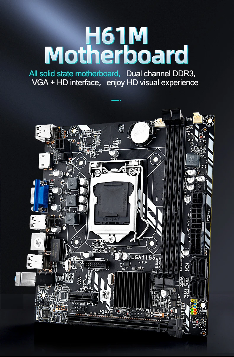 Jingsha Pc Gaming Motherboard H61m For Intel Core / Celeron / Pentium ...