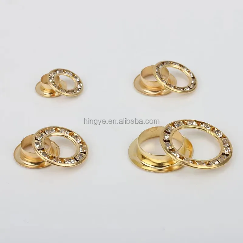 Metal Eyelet Brass Rhinestone Metal Grommet And Washers For Garment