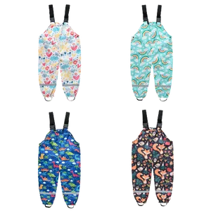 Toddler Kids Boys Girls Rain Overalls Dinosaur Print Dungarees Windproof Waterproof Mud Jumpsuit Clothes Outdoor Bib Trousers