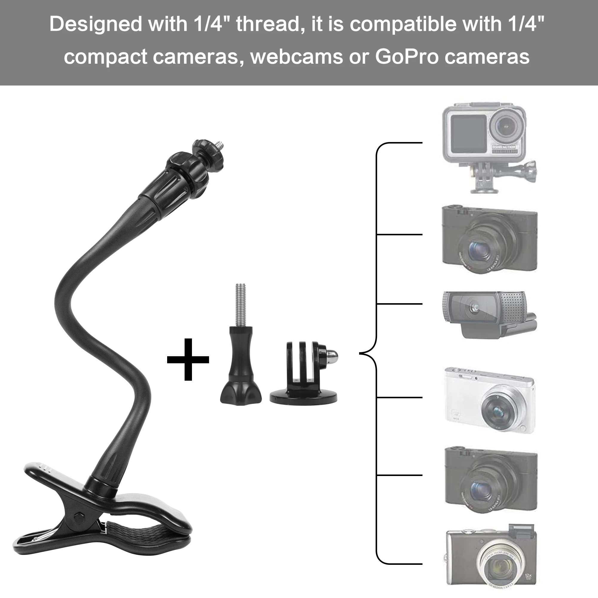 Adjustable Jaws Flex Clamp Mount Gooseneck Extension For Logitech ...