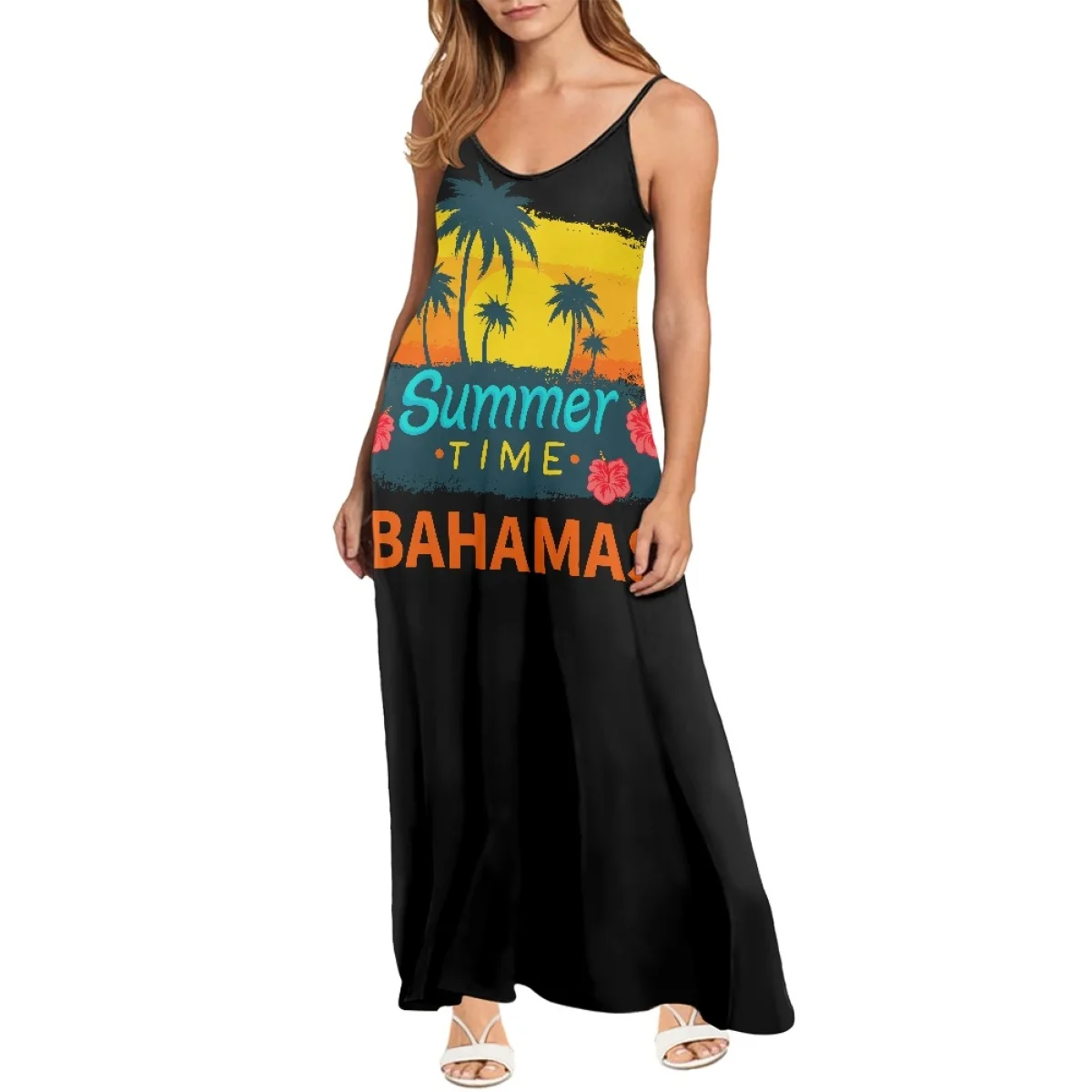 knee length dresses for ladies Baltic Born Womens Encinitas Maxi Dress | Tropical Green + Black main image 0