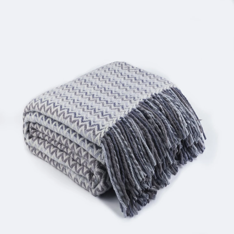 Осенне-зимнее утяжеленное теплое плетеное одеяло с кисточками для