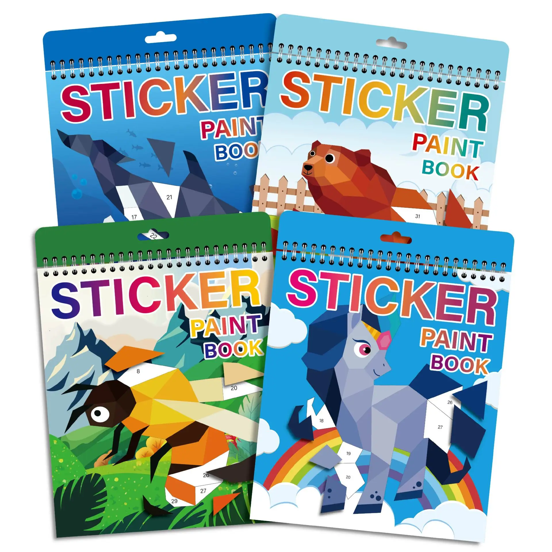 Custom Digital Printing Children's DIY Paint Gift Travel Toy Mosaic Collage Cartoon Hardcover Focus Coil Sticker Book by Number