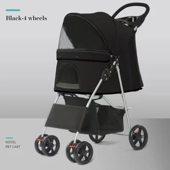 New Arrival Foldable dog stroller detachable pet stroller 4 wheels dog trolley carrier travel cart for dogs and cats