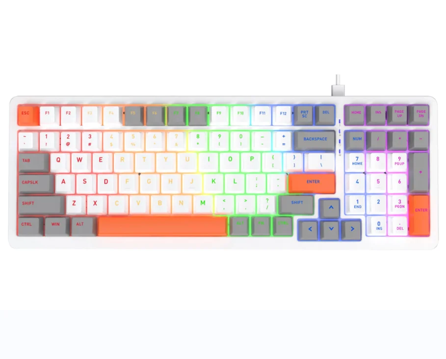 Custom 100-Keys RGB LED Light Mechanical Gaming Keyboard Factory New for Gamers