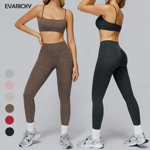 Evaricky Activewear Woman Custom Strapless High Waist Sports Bra Leggings Set Breathable Quick Dry Yoga Pants Outdoor Trousers