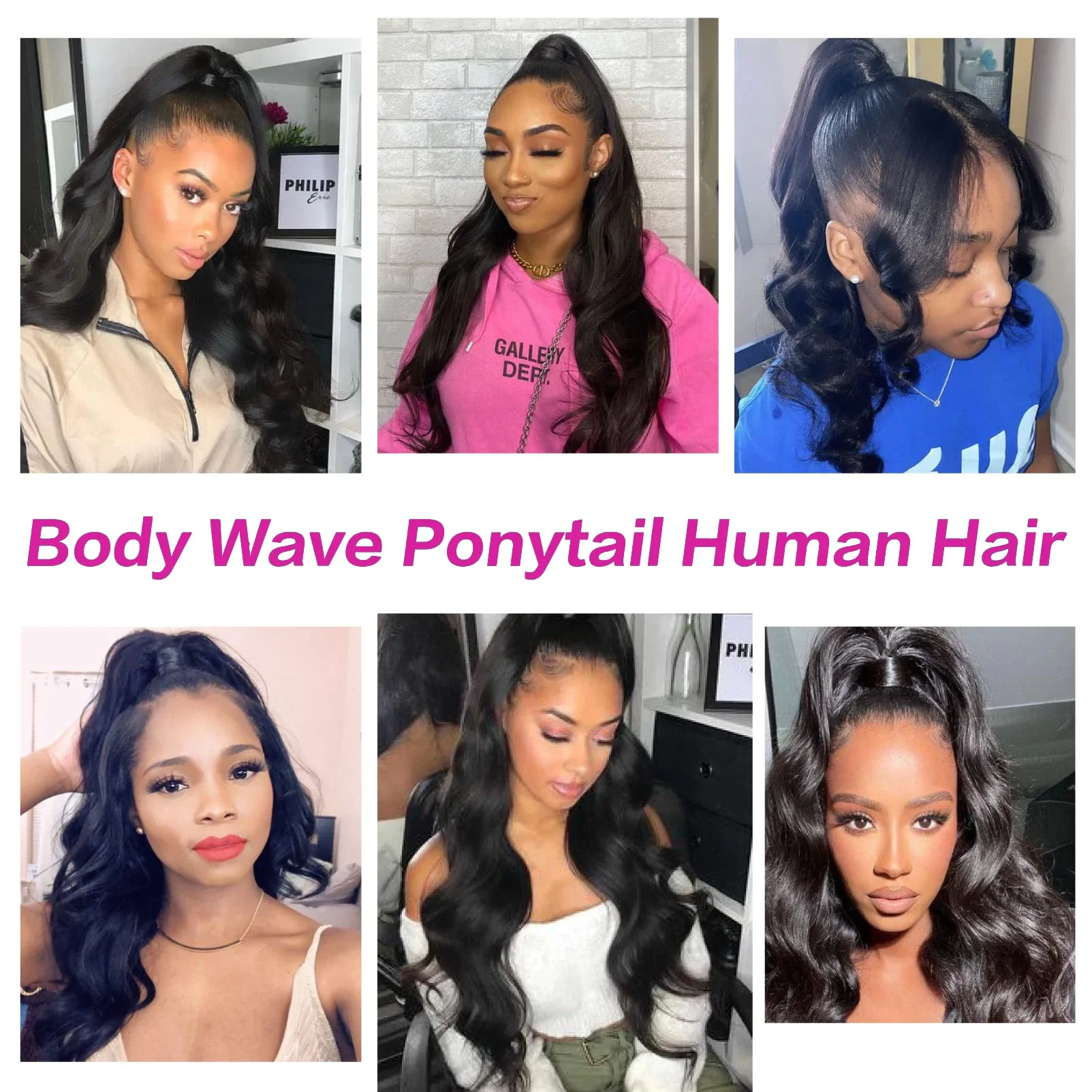 Körperwelle Pferdeschwanz Echthaar Extensions Natürliche Farbe Kordelzug Clip In Haar Brasilianische Remy Frauen_voghion.com