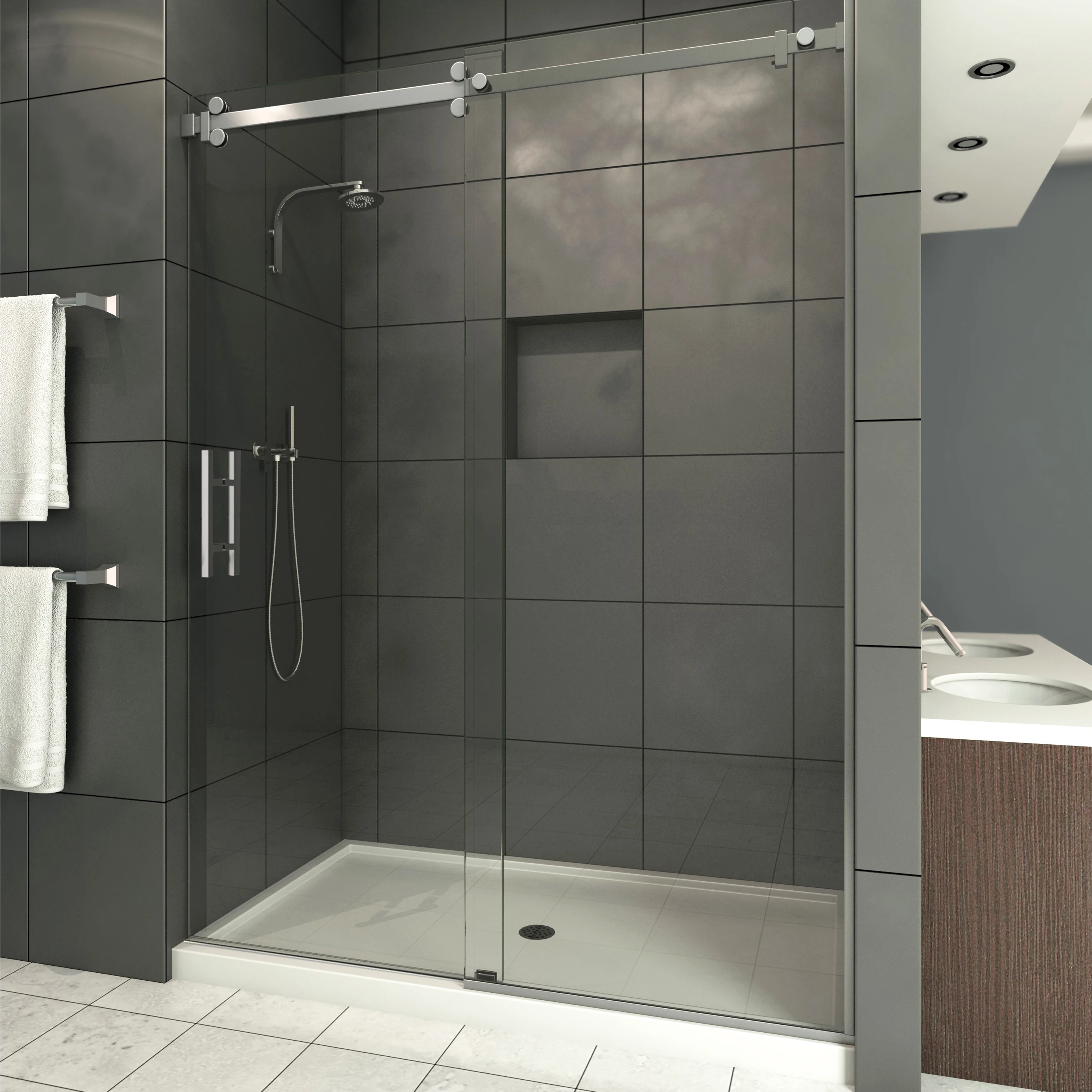 Frameless Glass Sliding Shower Door Buy Glass Sliding Shower Doors Recycled Glass Shower Wall Panel Frameless Glass Sliding Shower Door Product On Alibaba Com