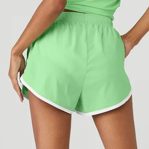 Custom 2026 Summer Eco-Friendly 100% Nylon Elastic Waist Contrast Lined Sports Green Gym Fitness Performance Track Shorts for