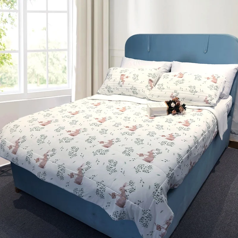 Custom Printed Summer Cooling Breathable Nylon Quilt Bedding Set with 2 Pillowcases