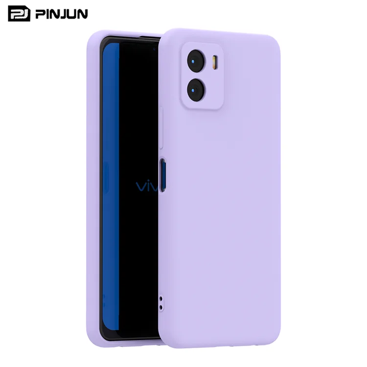 Fashion Style for Vivo Y15s Fine Hole Lens Protection Soft Liquid Silicone Phone Case Full Solid Color Tpu Phone Cover