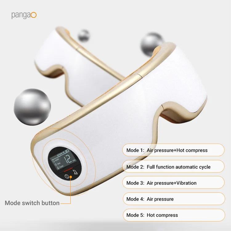 Pangao Wireless Digital 3d Smart Electric Heated Vibrating Relax Eye Care Massager Glasses for Eyes Strain