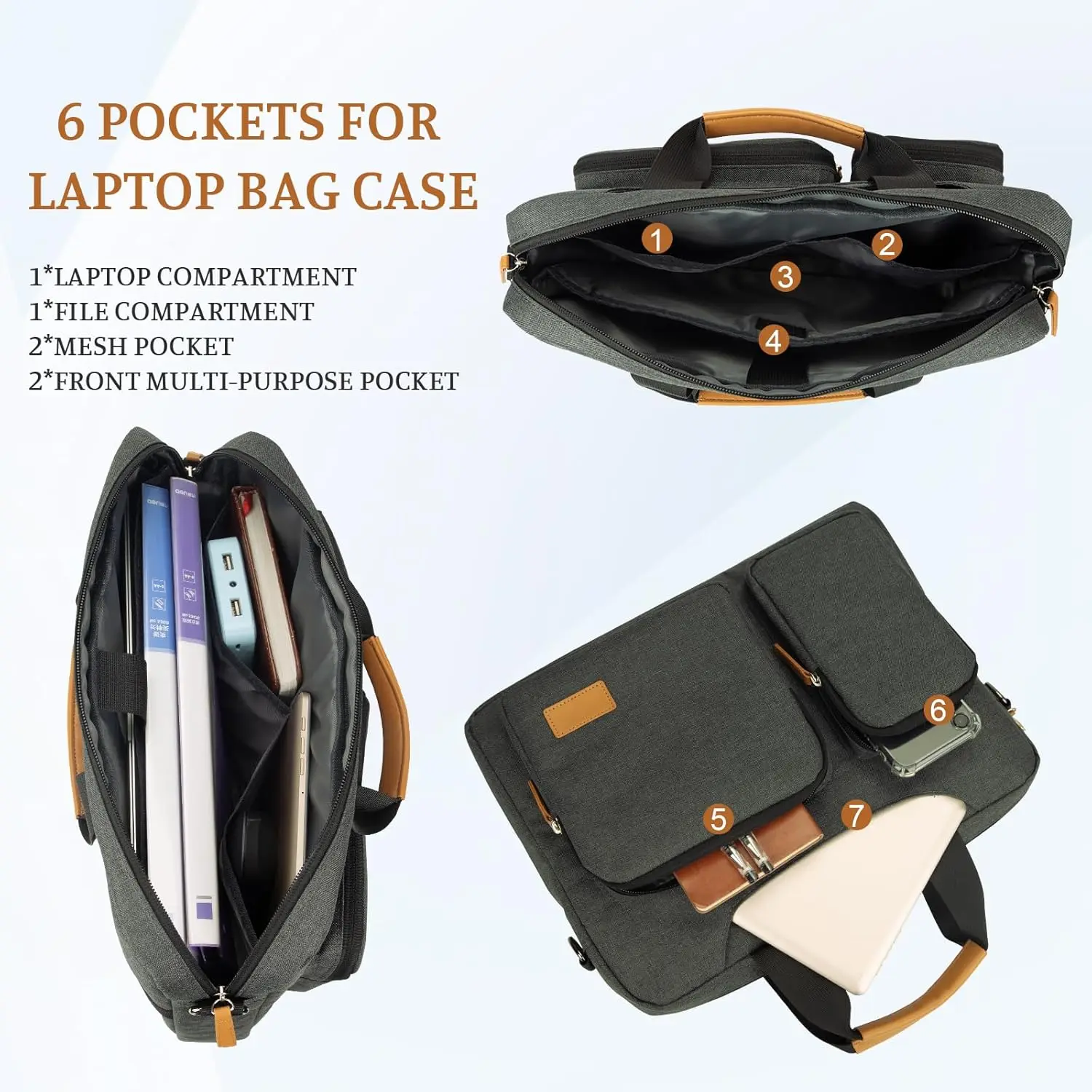 product laptop computer messenger bag with shoulder strap waterproof business briefcase for office work school college travel lbx1220 2-28