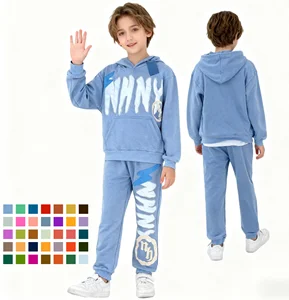 Fashion Streetwear Vendors Jogger Hoodie Set Sweatsuit Unisex Casual Custom 3D Puff Printing Tracksuit Boys Clothing Set