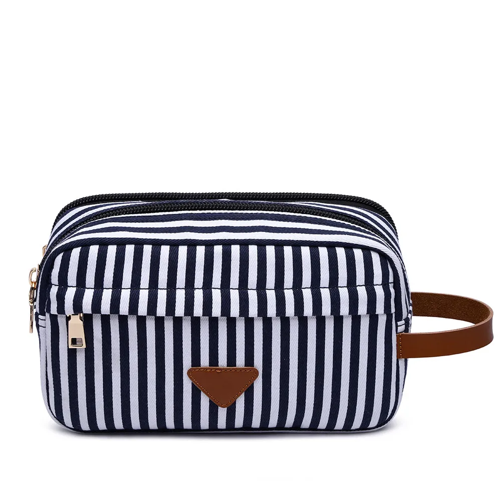 cotton casual clutch bag striped cosmetic bag makeup bag