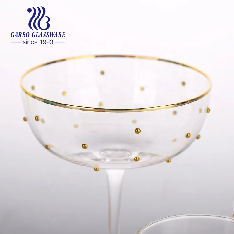 Golden Bead Decor Handmade High End Luxury Wine Glass Champagne Flutes