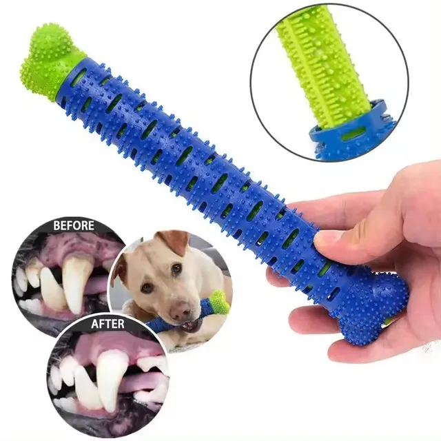 Uniperor Pet Teeth Cleaning Dental Hygiene Bone Shape Rubber Dog Toothbrush Chew Toy