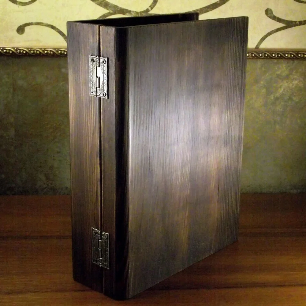 Old Style Distressed Decorative Book Boxes Holy Bible Container Lovers Customized Pine Wooden Book Shaped Gift Box