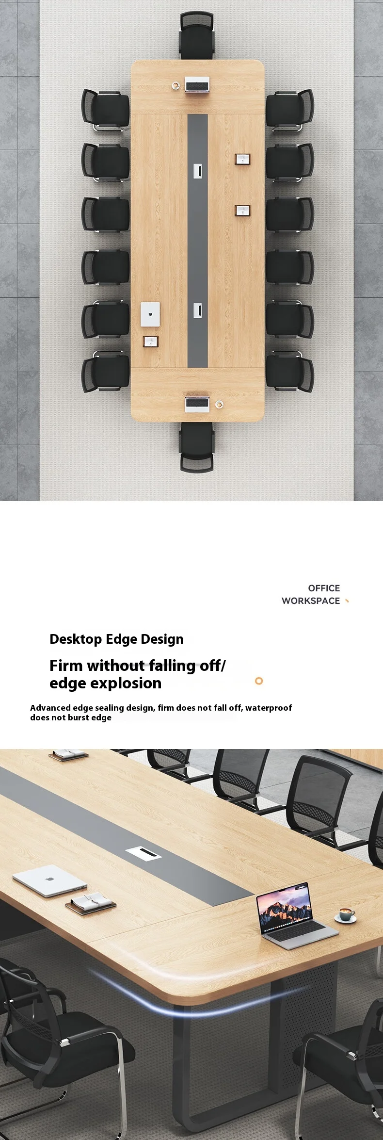 Modern Wood Panel Office Furniture Desk Set for Conference Room Boardroom Table and Meeting Tables with Comfortable Chairs