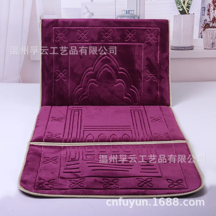 New Design Islamic Striped Pattern Raschel Blanket Foldable Backrest Mosque Prayer Rug for Ramadan for Pakistani Muslims