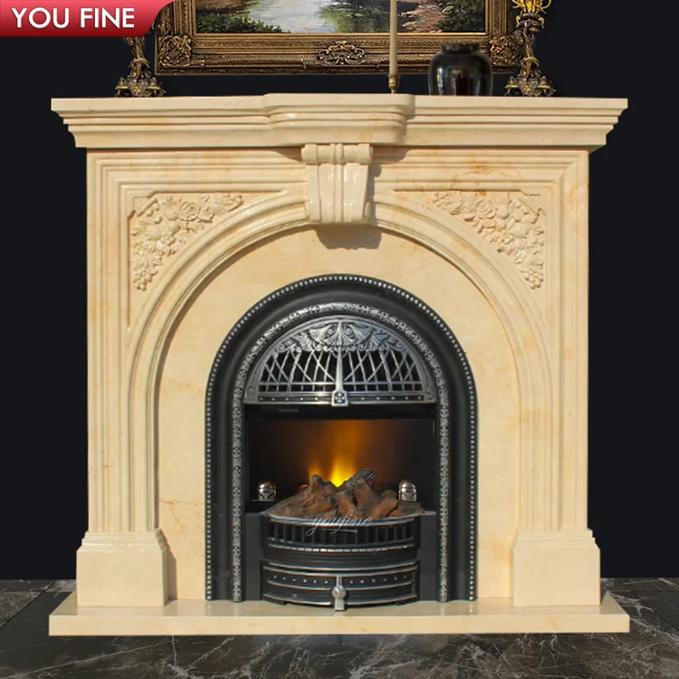 Indoor Classic Arched Marble Fireplace Surround