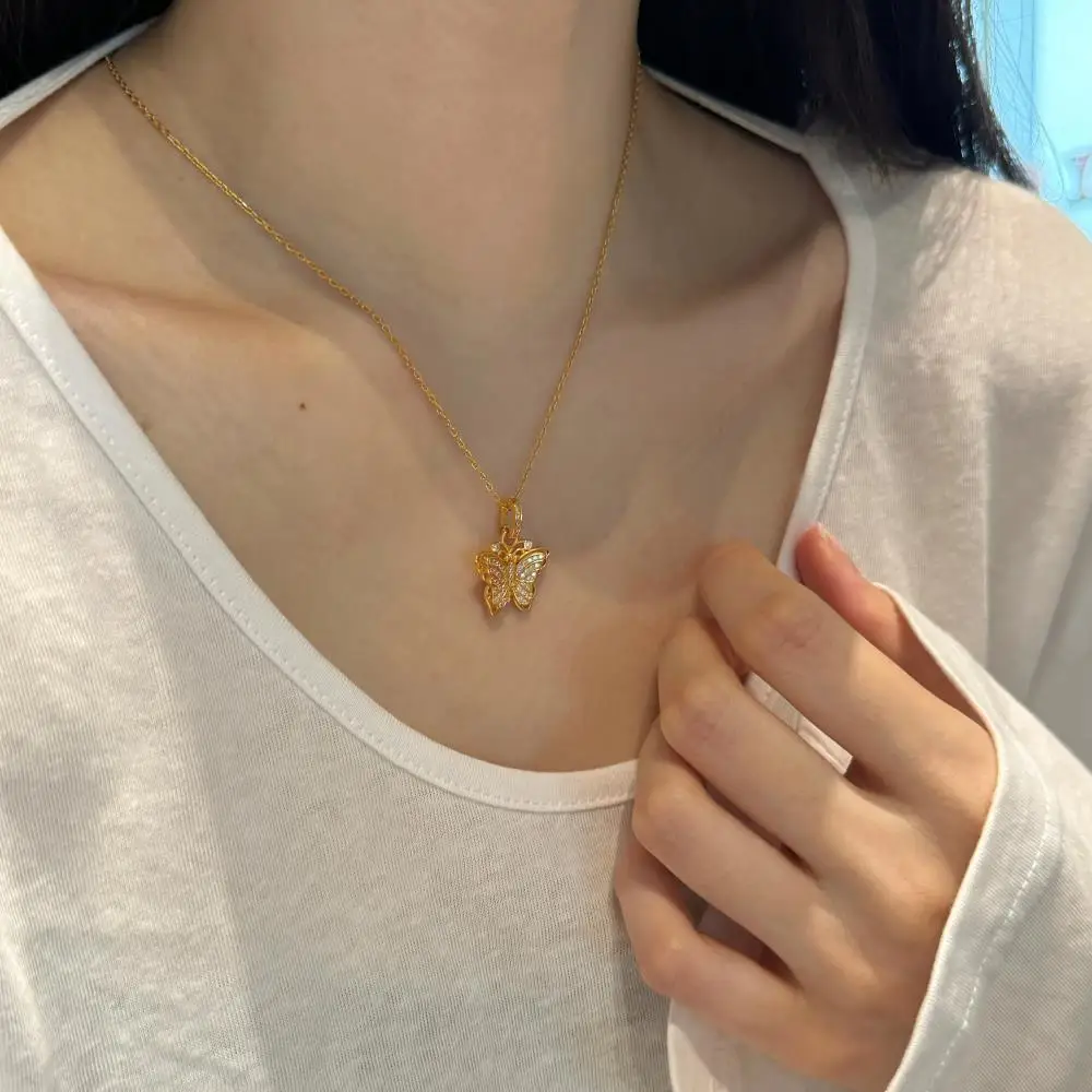 KAKODIY Women's Fashion Gold Plated Luxurious Elegant Fashion 925 Sterling Silver Pendant Butterfly Jewelry Necklace detail 4