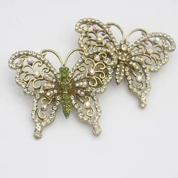 Vintage Luxury Rhinestone Crystal Gold Butterfly Brooch Pin Ladies Insect Brooch Pendant