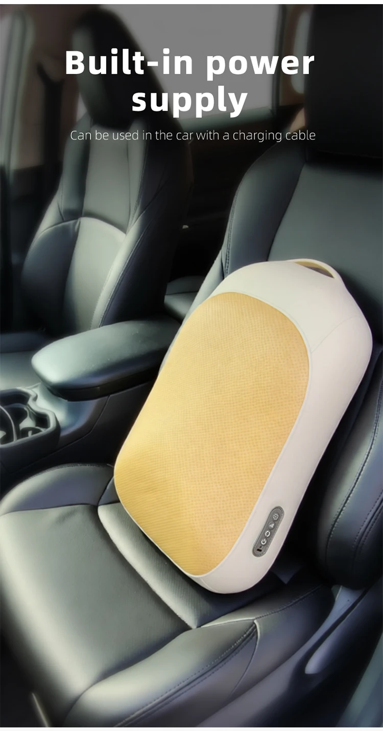 Deep Tissue Massage Cushion with Heat, 2-Speed Kneading & Rechargeable Battery