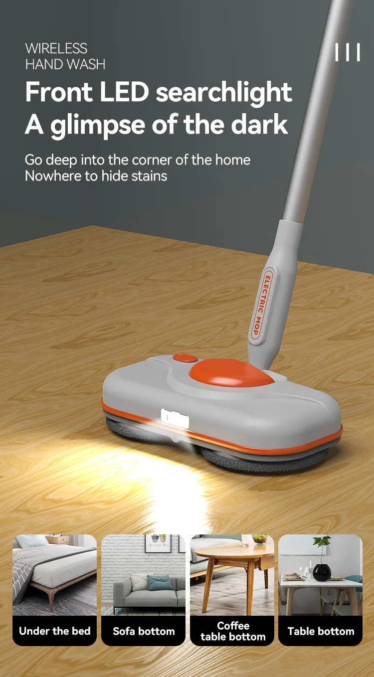 家用立式电动拖把机自清洁手持式USB充电地板清洁器喷水Robat地板洗涤器