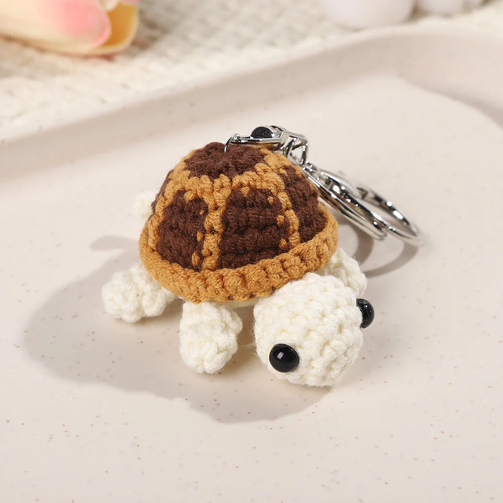 Handmade Cartoon Keychain - Cute Crochet Tortoise Charm