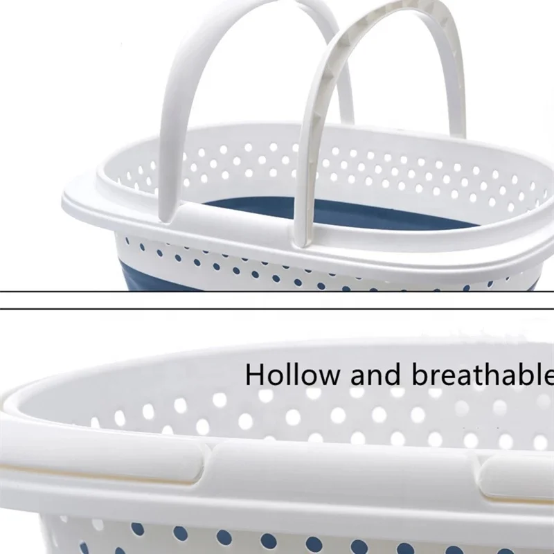 Large Collapsible Plastic Home Clothes Basket Foldable Laundry Basket Space Saving Folding up Storage Container Organizer