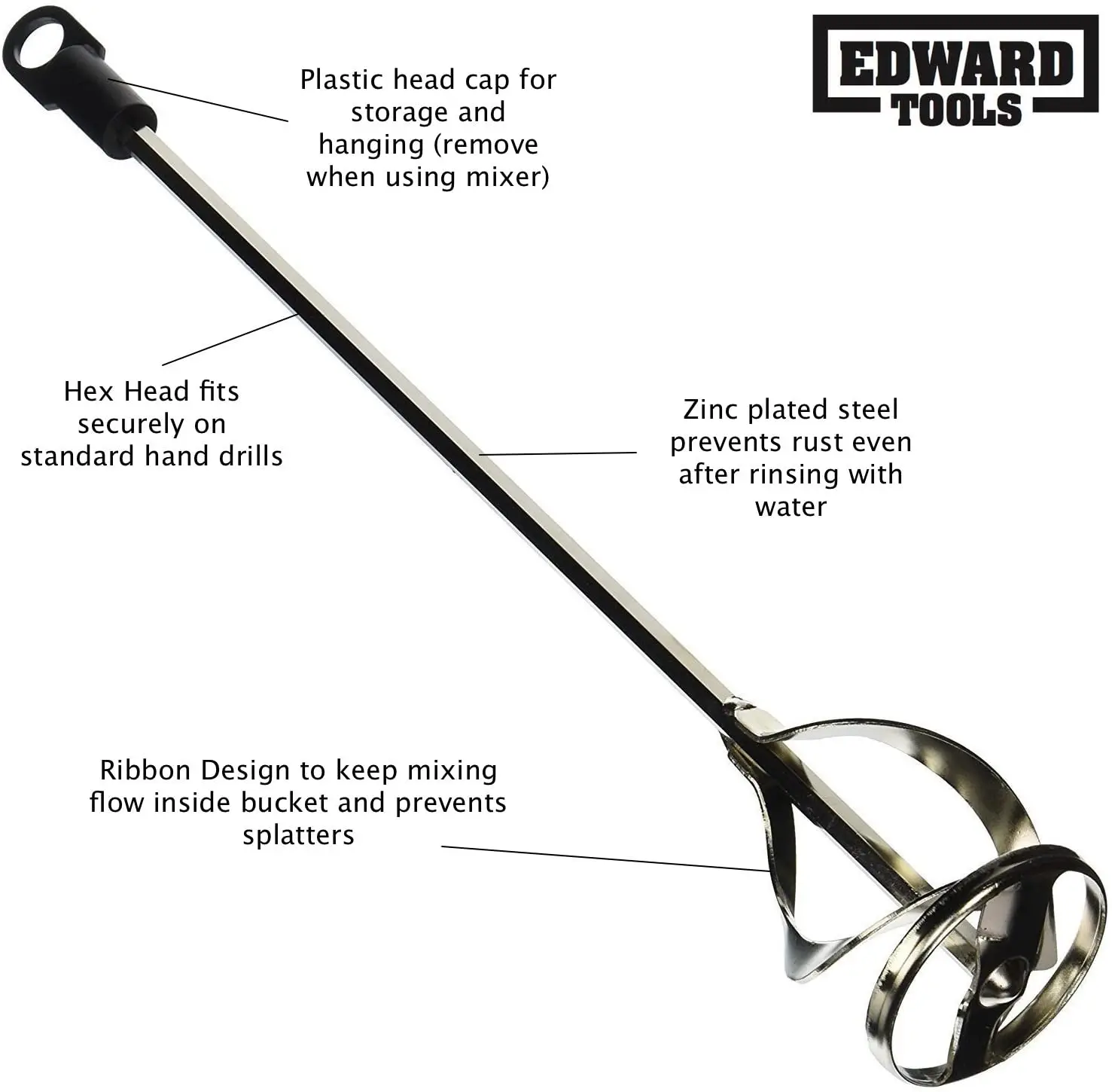 Zinc Plated Steel Paint And Mud Mixer Paint Mixer Attachment For Drill
